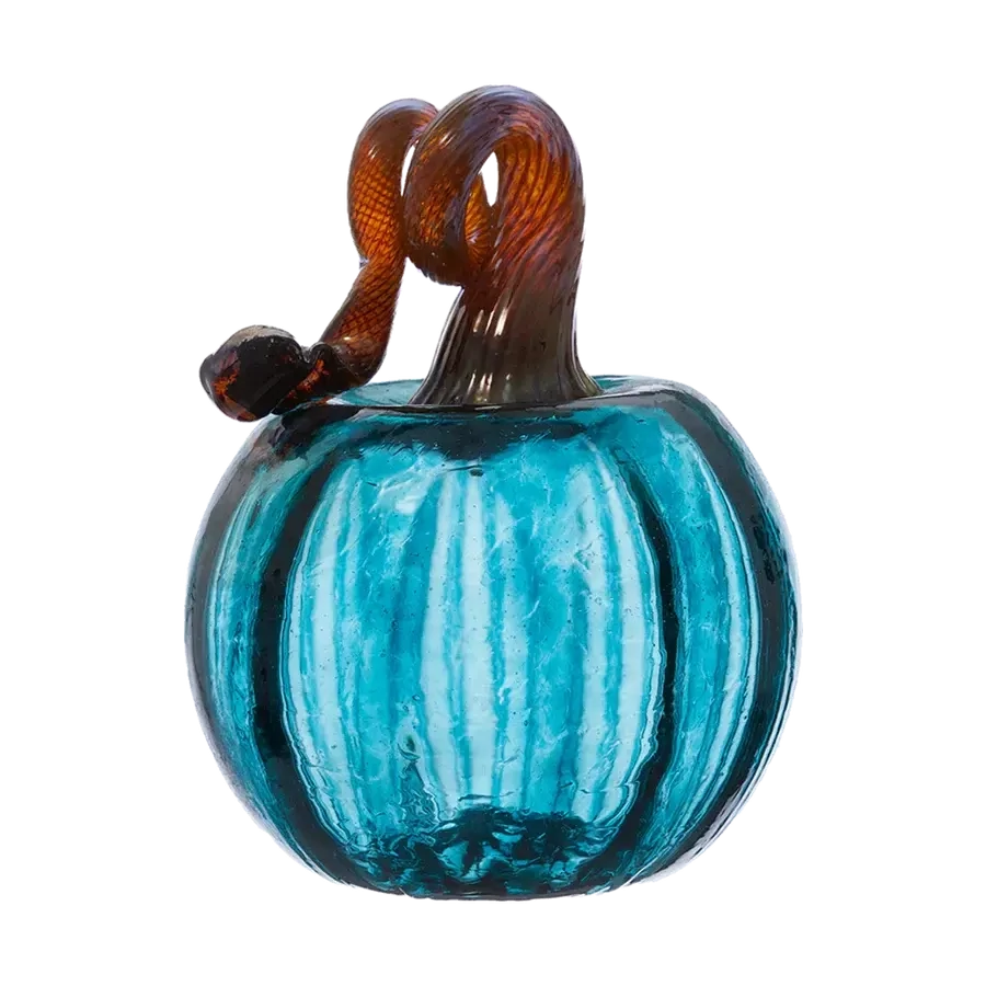 6&quot; ROUND HAND-BLOWN GLASS PUMPKIN