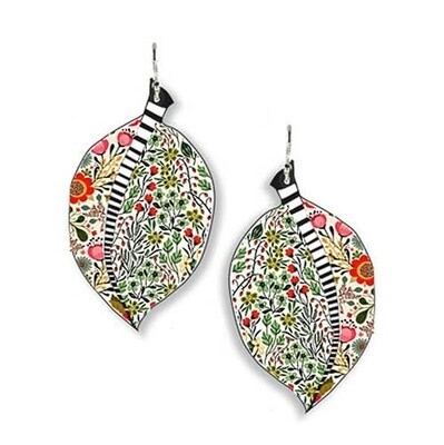 STRIPED STEM FLORAL LEAF EARRING