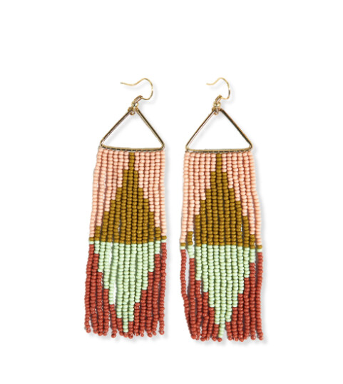 Brooke split diamond beaded fringe earrings desert