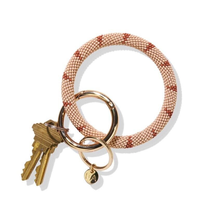 Chloe stripe key ring light pink