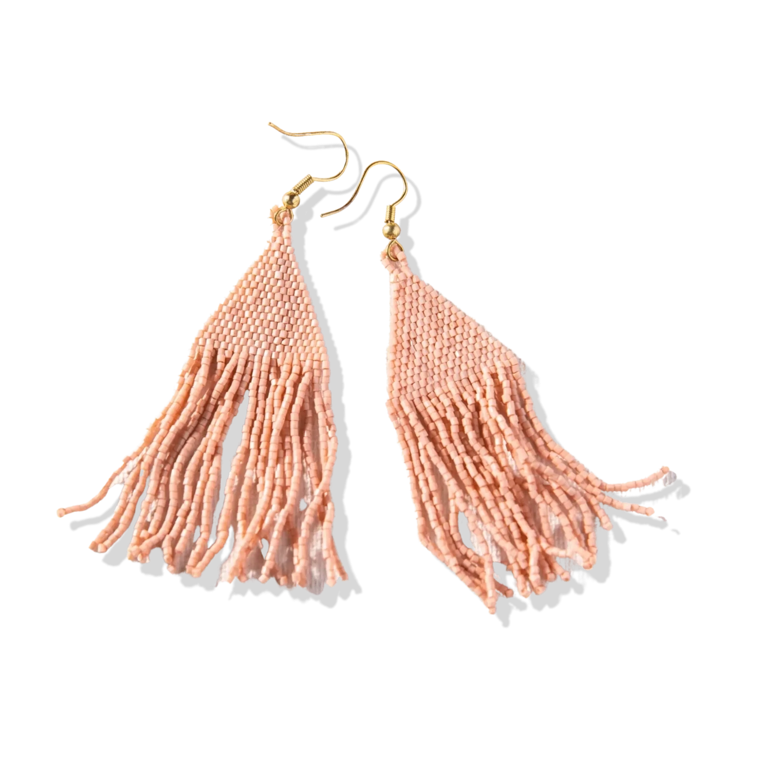 Lexie solid beaded fringe earrings blush