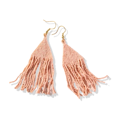Lexie solid beaded fringe earrings blush