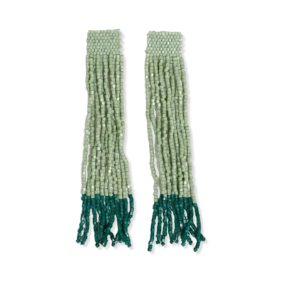 Ila thick stripe mixed luxe beads fringe earrings mint