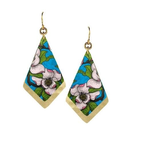 MAGNOLIA DROP EARRING - Diamond Shape/on Brass