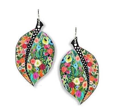 BOUQUET 1 - Polka Dot Stem Leaf Earring