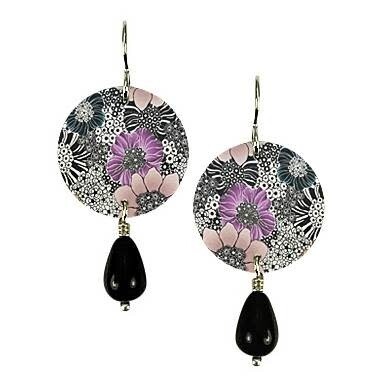 FLORAL DUET DISC - 7/8&quot; Disc Earring w/Bead