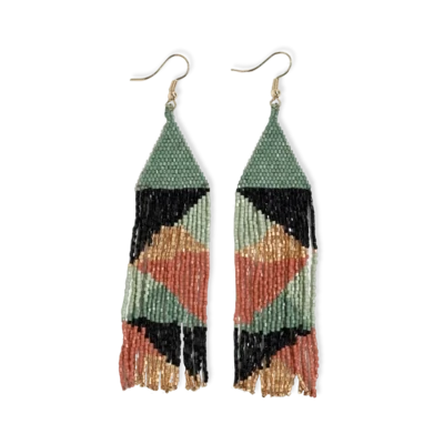 Brittany mixed triangles beaded fringe earrings highlands