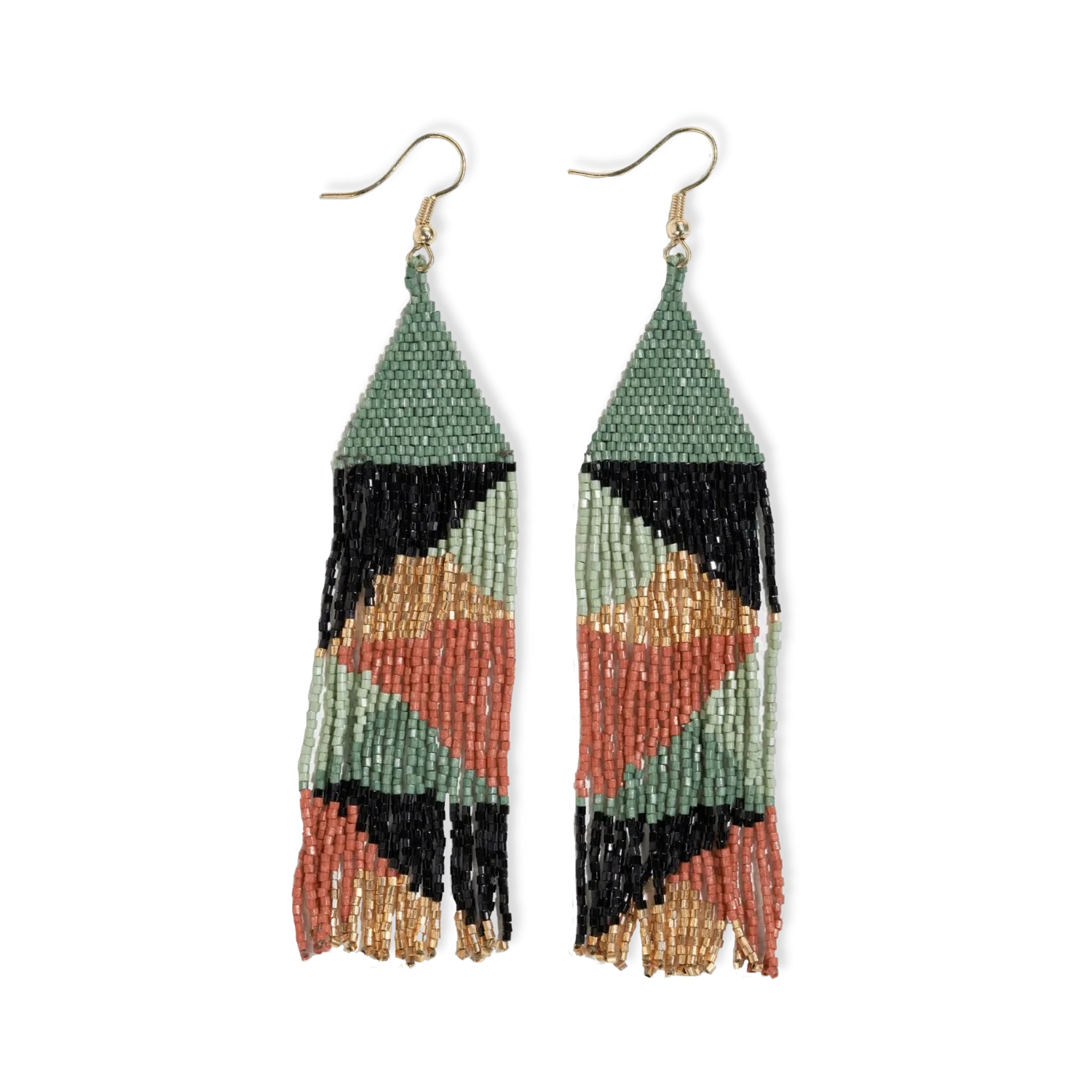 Brittany mixed triangles beaded fringe earrings highlands
