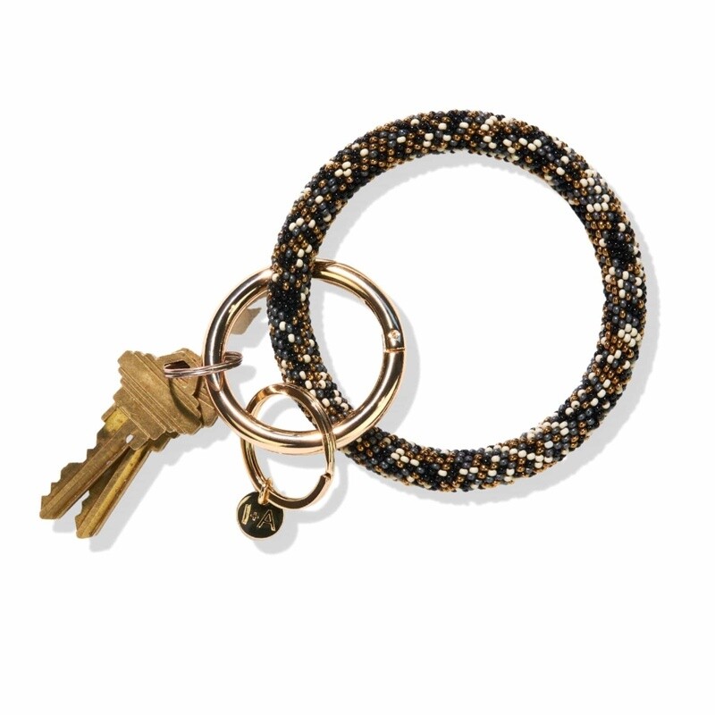 Chloe confetti key ring black.