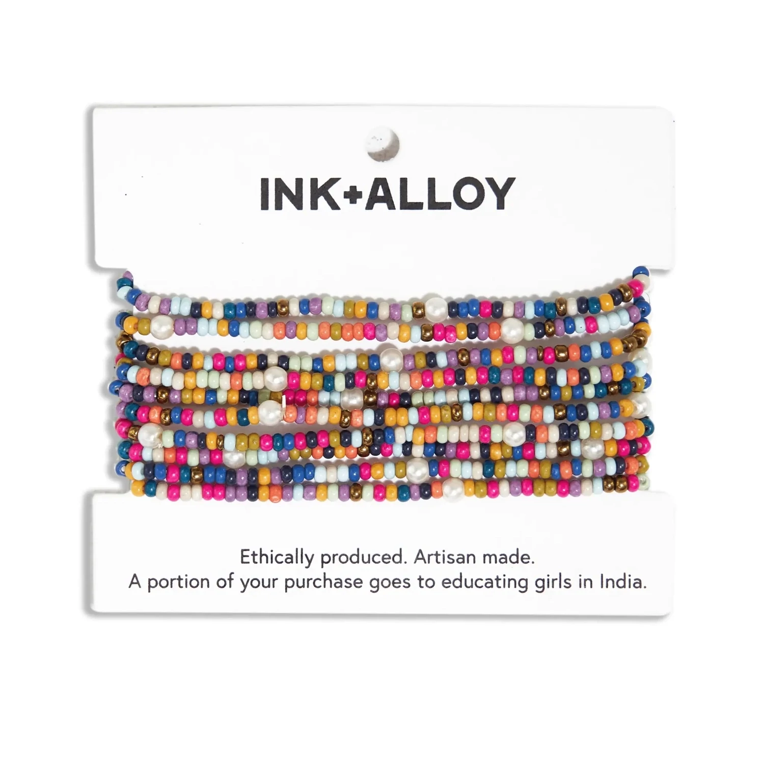 Sage confetti beaded 10 strand stretch bracelets multicolor