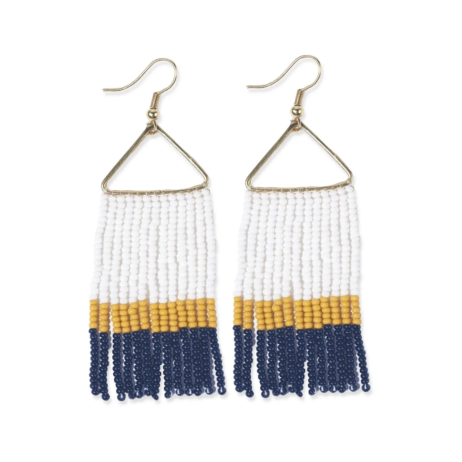 Whitney checkered beaded fringe earrings yellow/navy