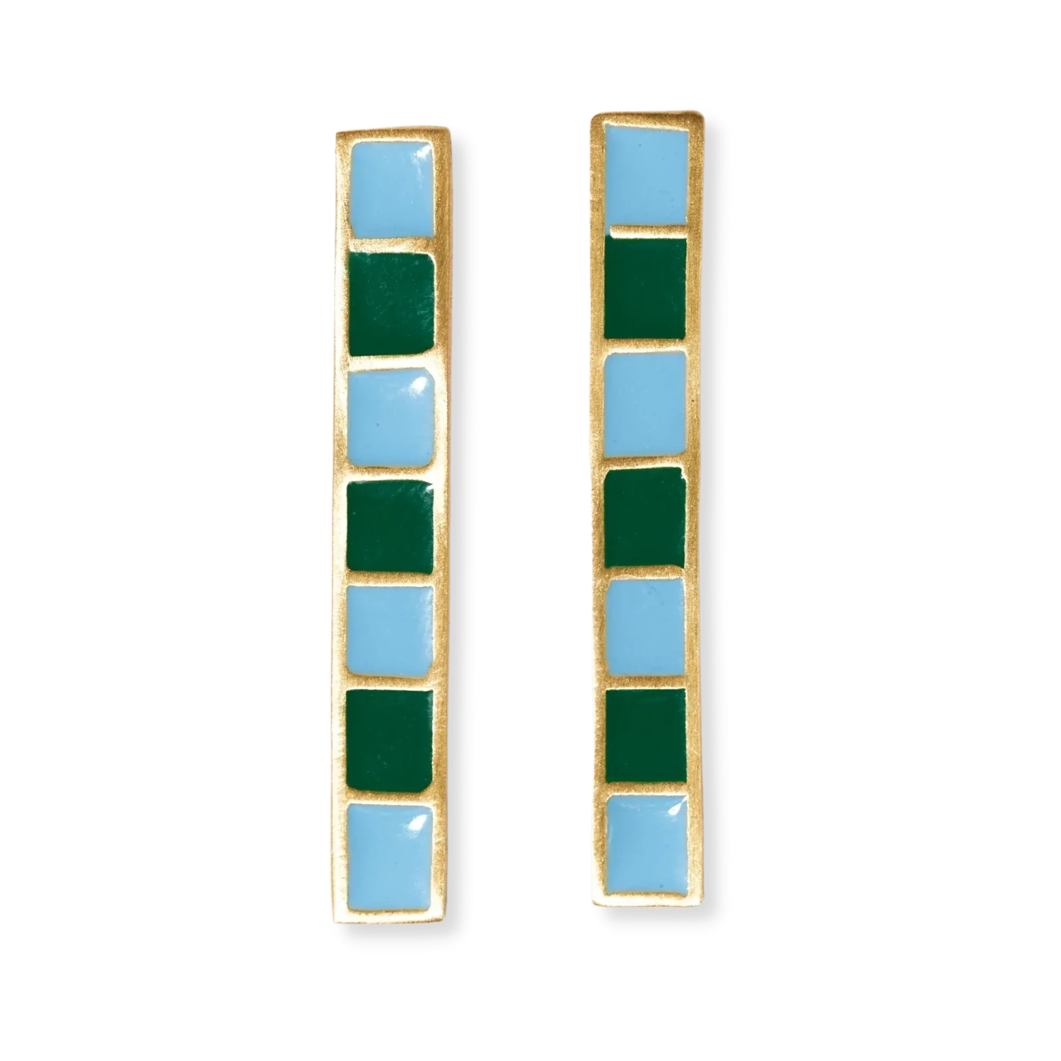 Adele colorblock enamel bar earrings green/light blue