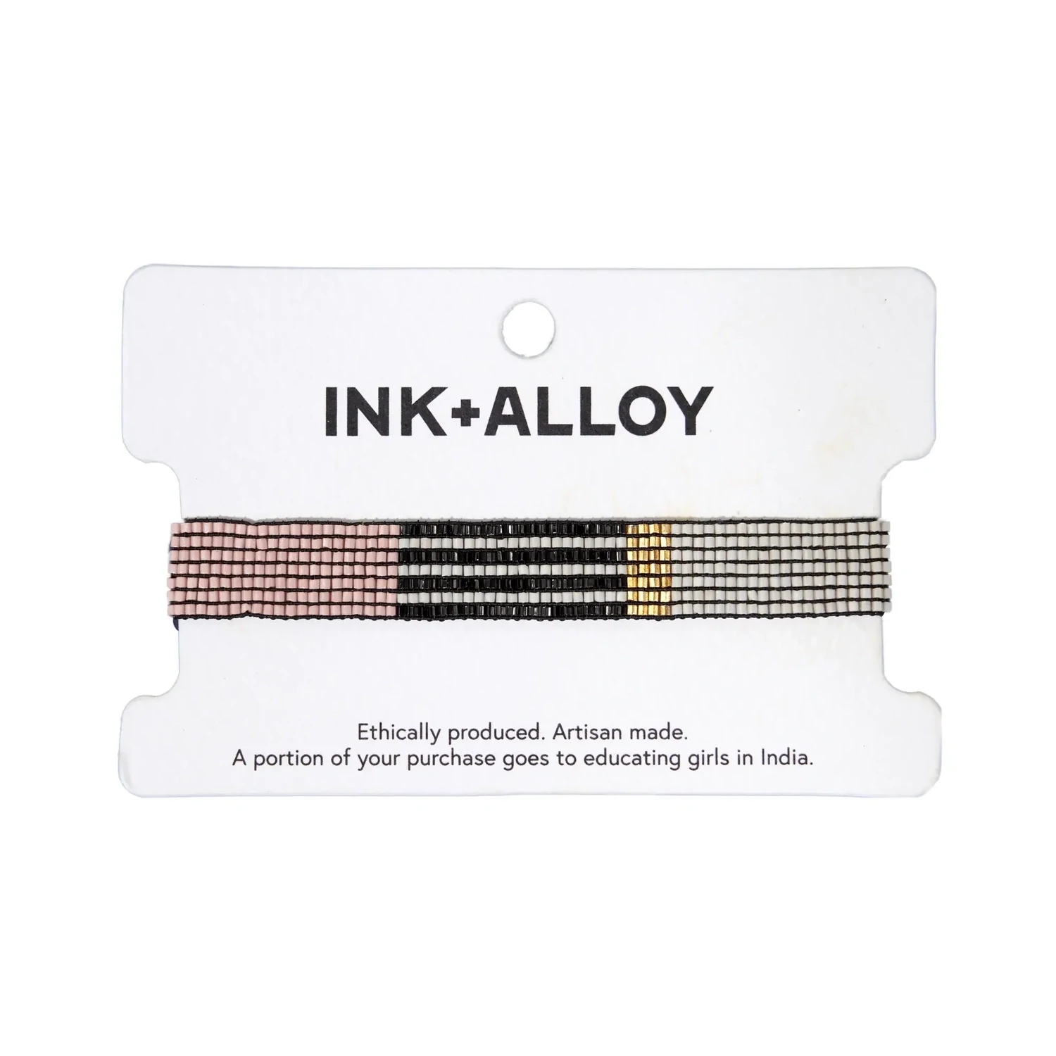 Alex color block striped beaded stretch bracelet blush