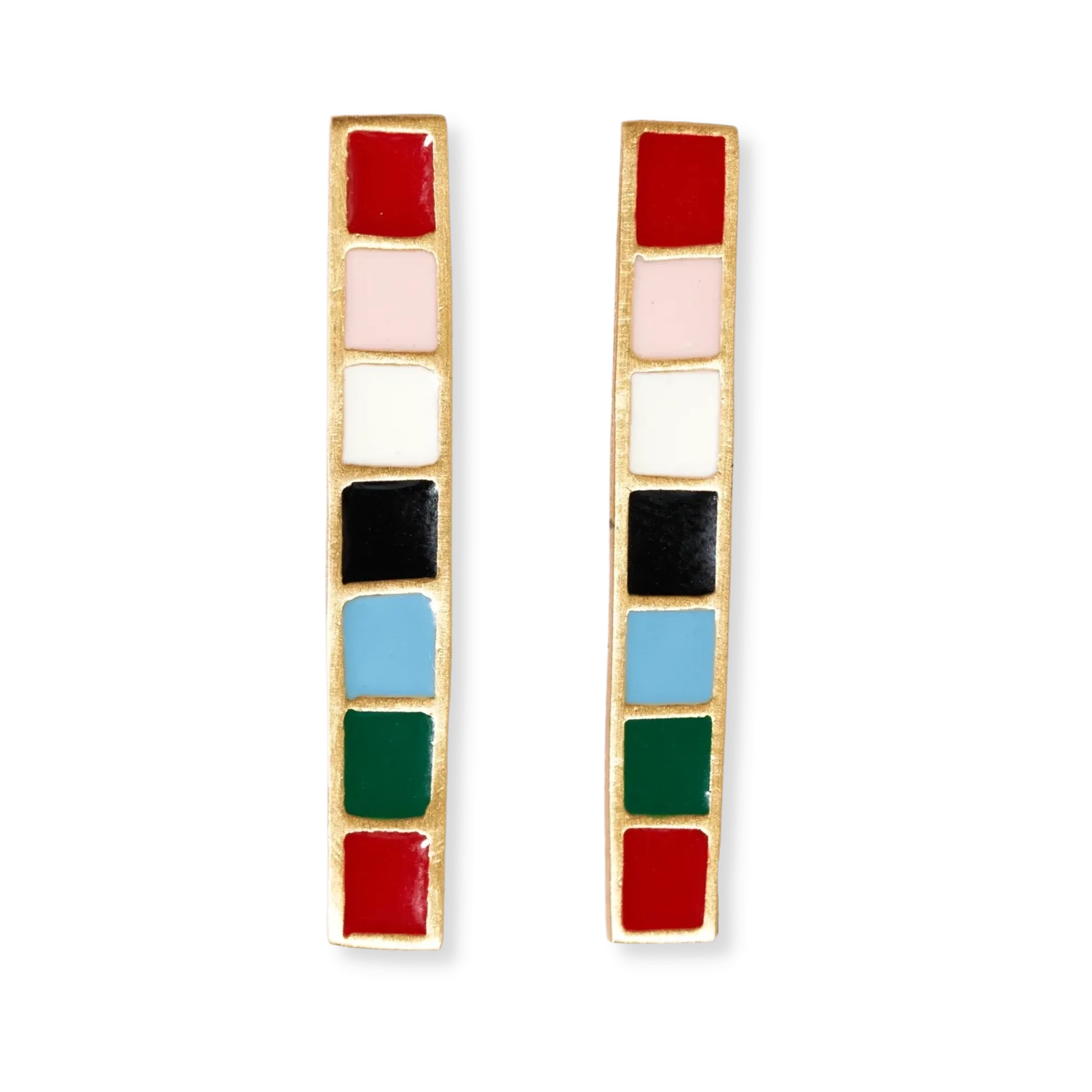 Adele colorblock enamel bar earrings multi-color