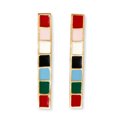 Adele colorblock enamel bar earrings multi-color