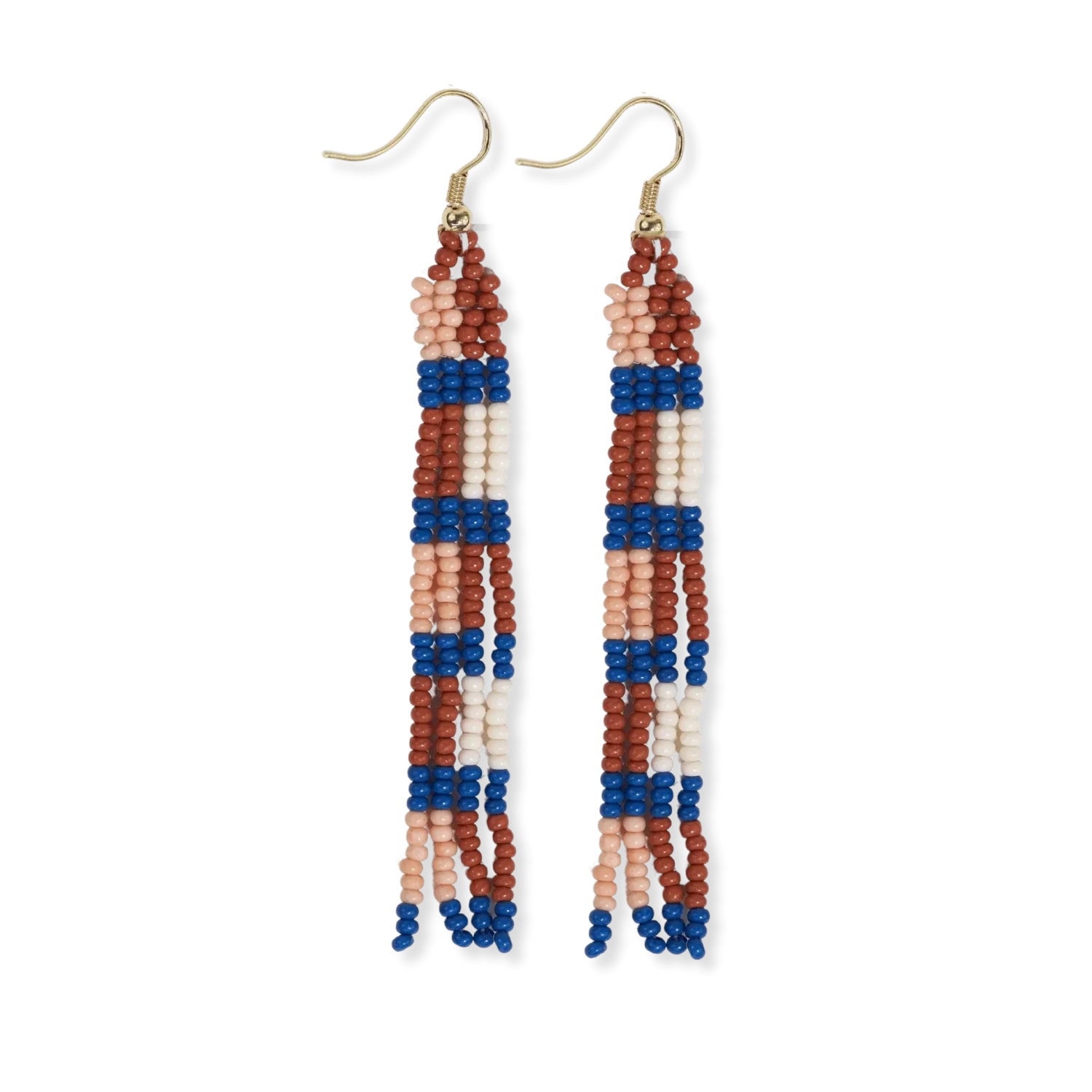 June checks and stripes petite beaded fringe earrings sedona