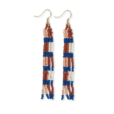 June checks and stripes petite beaded fringe earrings sedona