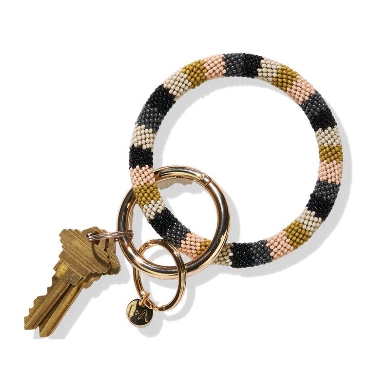 Chloe stripe key ring grey