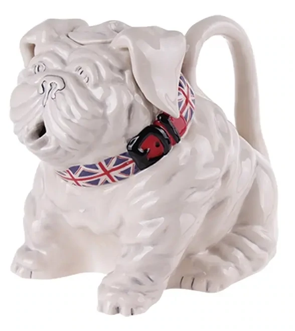 BULL DOG TEAPOT WITH UNION JACK COLLAR