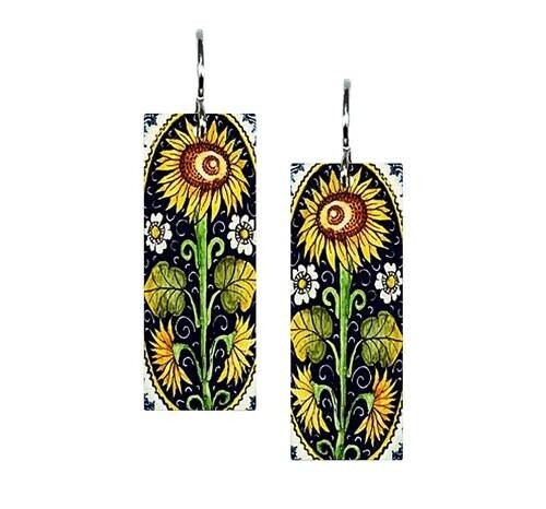 SUNFLOWER EARRING- Med Rectangle
