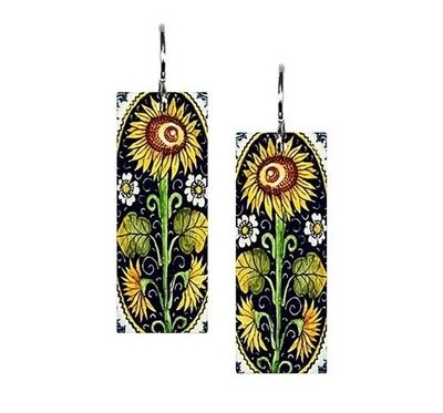 SUNFLOWER EARRING- Med Rectangle