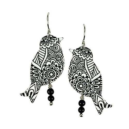 ZENTANGLE - Bird Earring