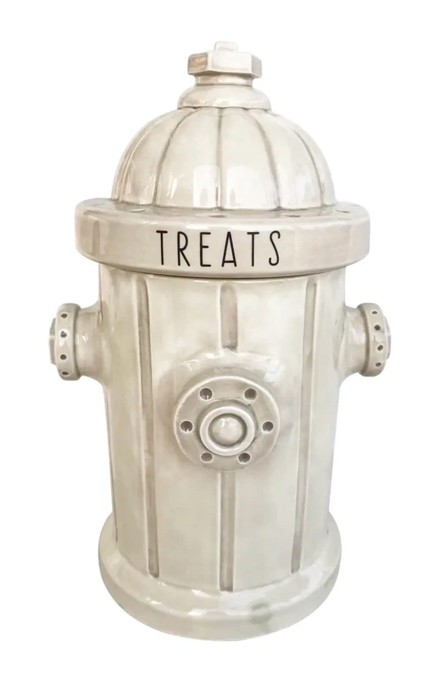 FIRE HYDRANT TREAT JAR - ANTIQUE WHITE