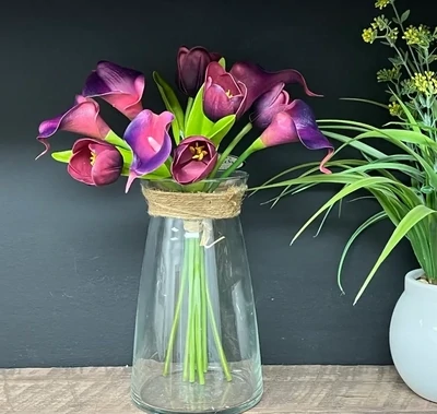 10 STEM - REAL TOUCH FAUX TULIP CALLA LILY BUNDLE