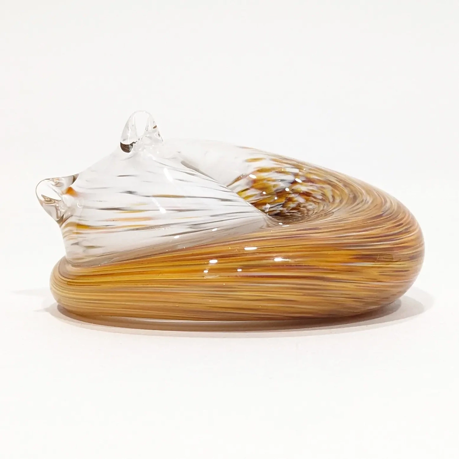 BLOWN GLASS SLEEPING KITTY - TABBY