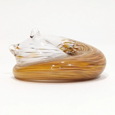 BLOWN GLASS SLEEPING KITTY - TABBY