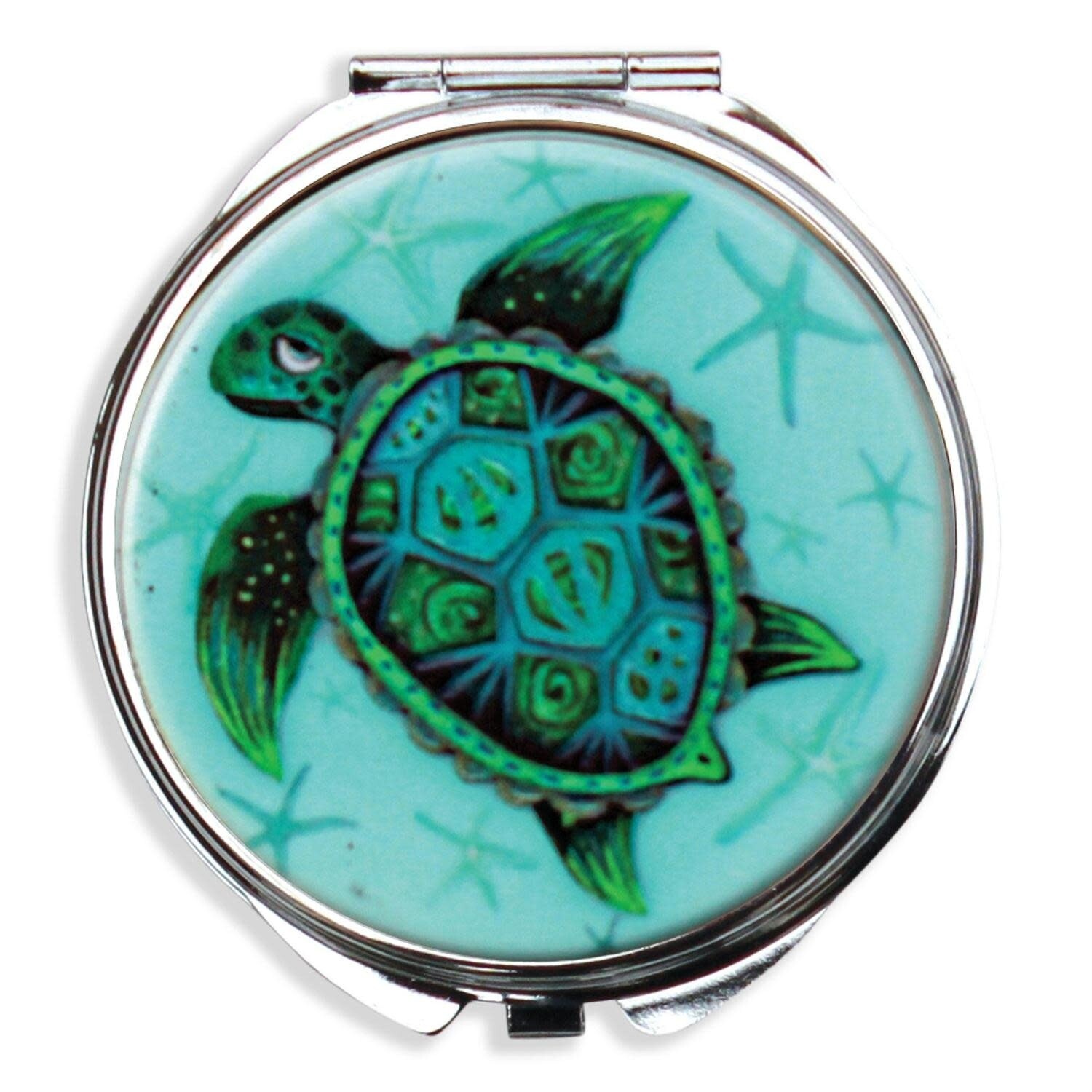 TRINKET / PILL BOX W MIRROR - TURTLE