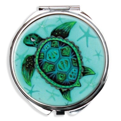 TRINKET / PILL BOX W MIRROR - TURTLE
