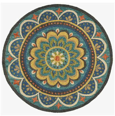 BORDERED EDGE HAND-TUFTED WOOL RUG - 4 FT ROUND