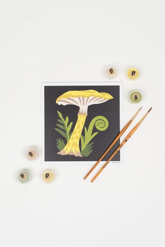 MINI PAINT-BY-NUMBER KIT - FAWN MUSHROOMS