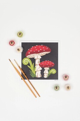 MINI PAINT-BY-NUMBER KIT - FLY AGARIC MUSHROOMS