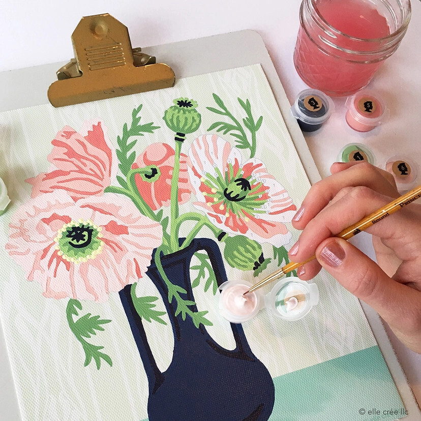PAINT-BY-NUMBER KIT - POPPIES IN VASE