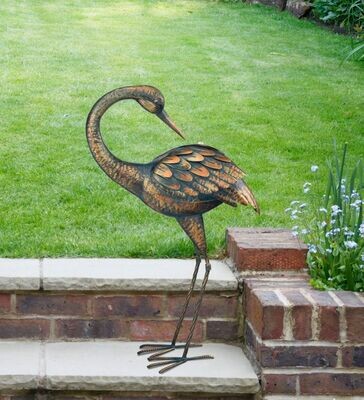 Patina Crane 21.5" - Preening