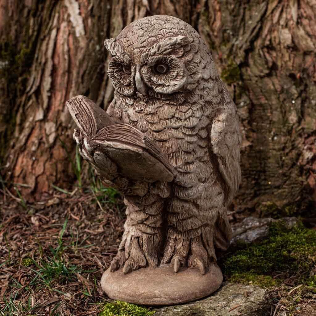 SCHOLARLY OWL STONE STATUE (9.5&quot; H)