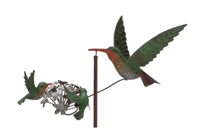 18&quot;x9&quot;x50&quot;H Metal Balancer Stake - Hummingbirds