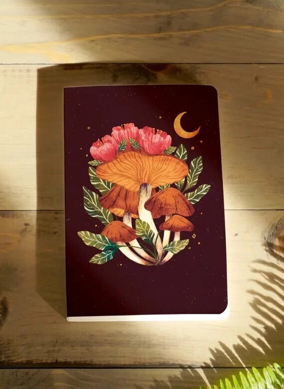 Midnight Mushrooms Classic Layflat Notebook - Lined