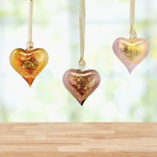 MURANO GLASS HANGING SMALL HEART ORNAMENT