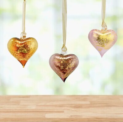 MURANO GLASS HANGING SMALL HEART ORNAMENT