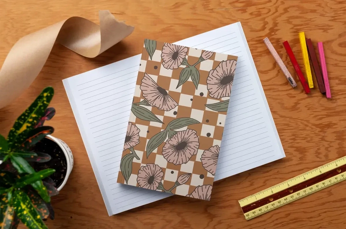 Checks and Flowers Classic Layflat Notebook - Lined