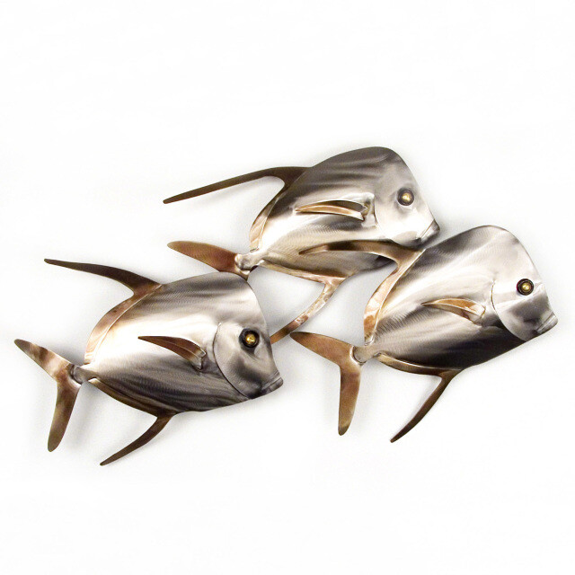 LOOKDOWN FISH SCHOOL OF 3 METAL WALL SCULPTURE MM122