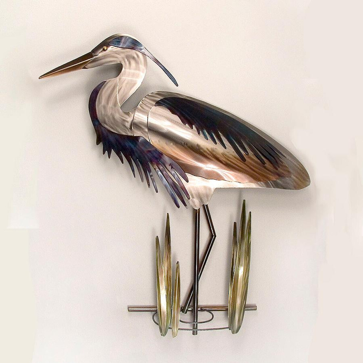 MM125 BLUE HERON HEAD DOWN (FACE LEFT/STAINLESS STEEL)