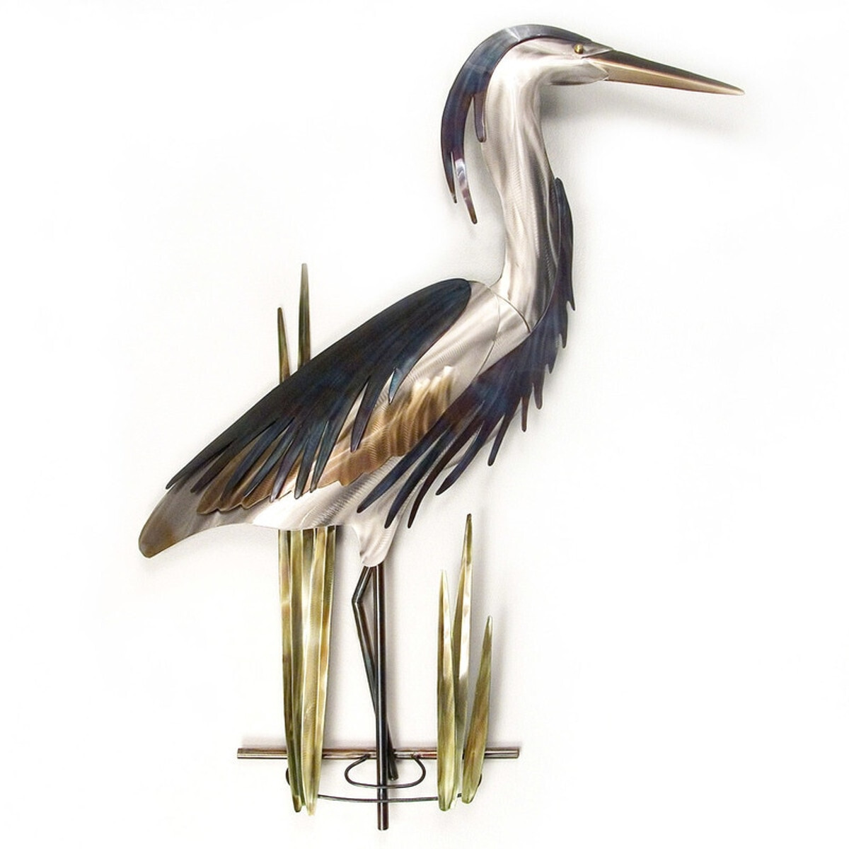 BLUE HERON METAL WALL SCULPTURE (FACE RIGHT)