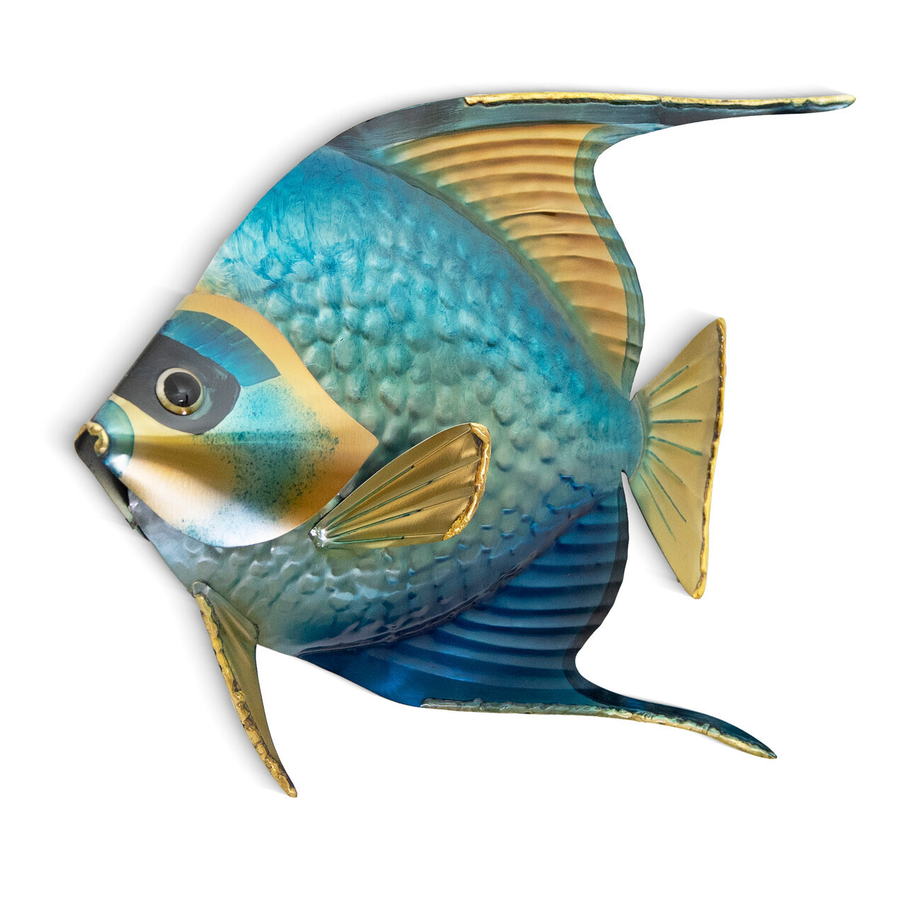 QUEEN ANGELFISH SINGLE BLUE METAL WALL SCULPTURE