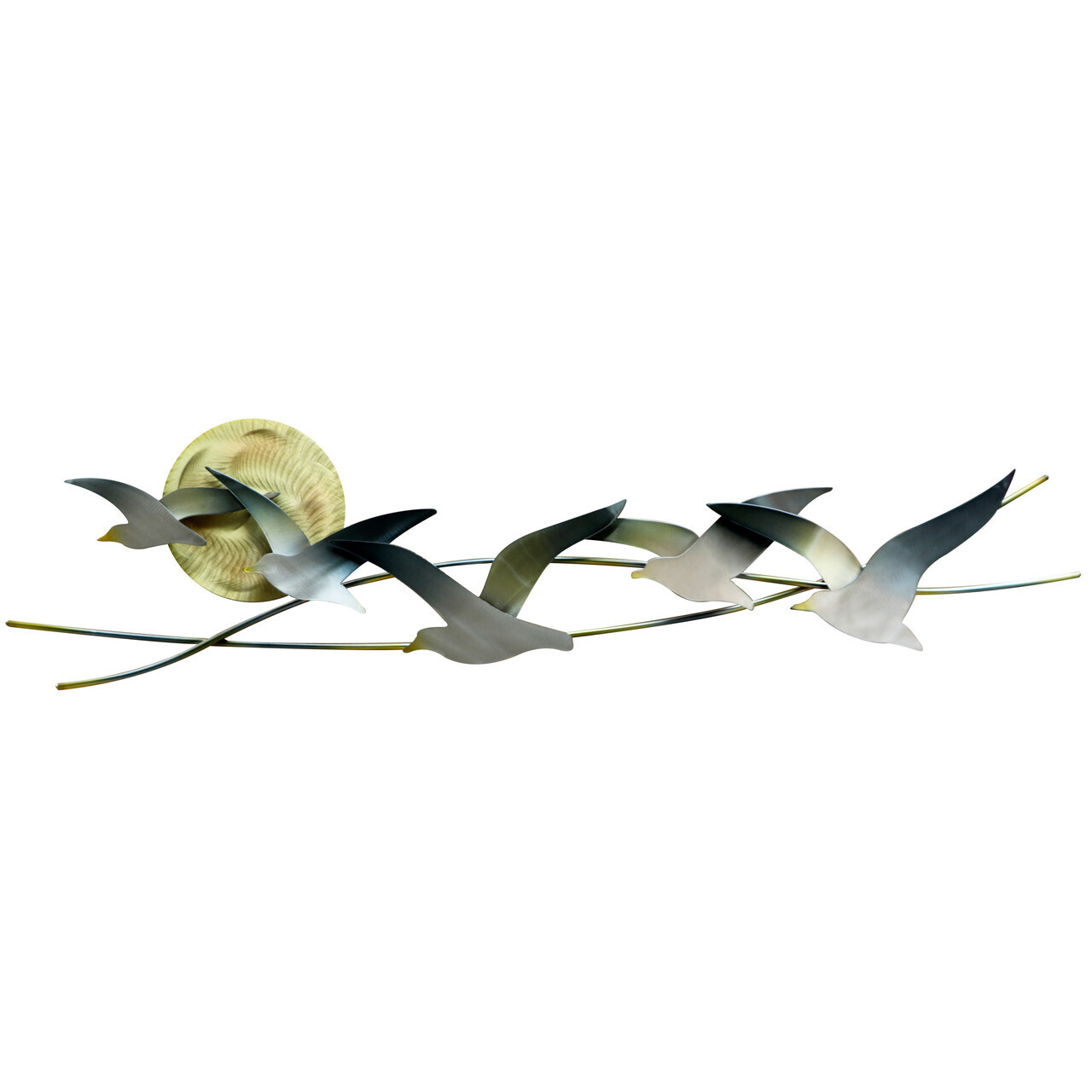 FLYING SEAGULLS (5) WITH SUN METAL WALL ART CO147