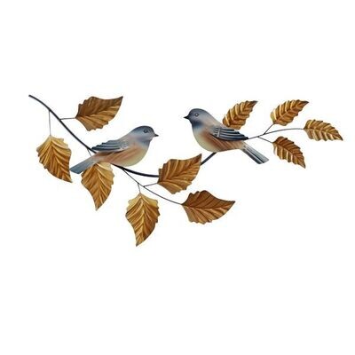 CHICKADEES ON BRANCH METAL WALL SCULPTURE