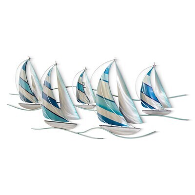 SAILBOAT REGATTA (STAINLESS STEEL) METAL WALL SCULPTURE CO178